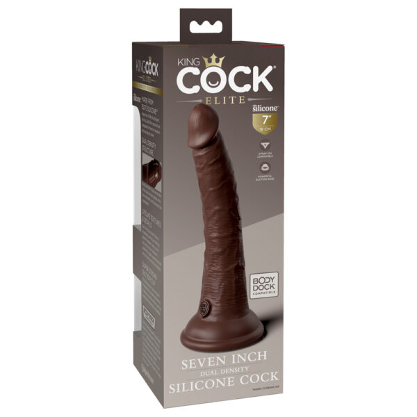 603912769302 3 King Cock Elite 7" Dual Density Silicone Cock Brown