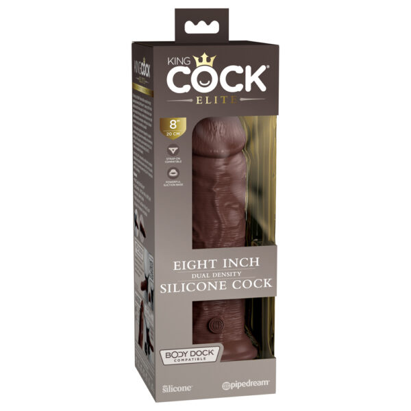 603912769333 King Cock Elite 8" Dual Density Silicone Cock Brown