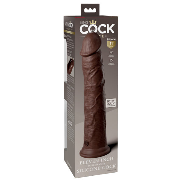 603912769371 3 King Cock Elite 11" Dual Density Silicone Cock Brown