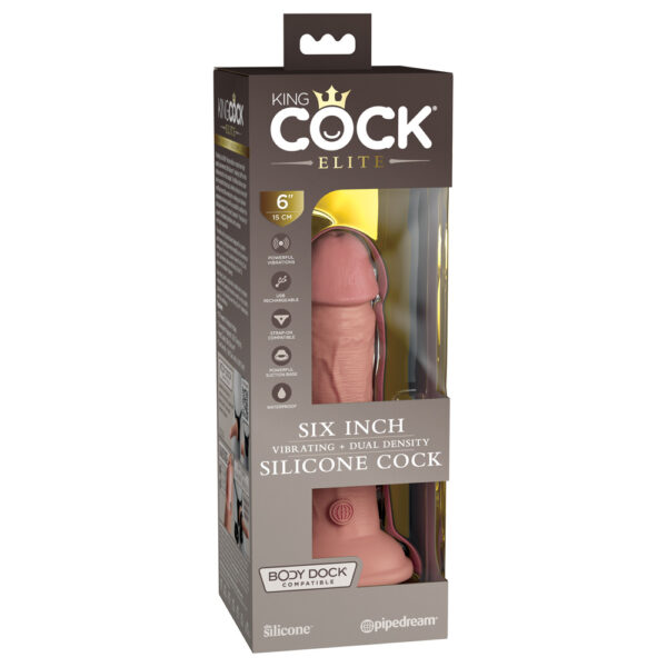 603912769388 King Cock Elite 6" Dual Density Vibe Silicone Cock Light