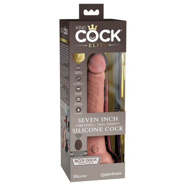 603912769401 King Cock Elite 7" Dual Density Vibe Silicone Cock Light