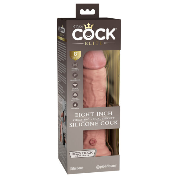 603912769425 King Cock Elite 8" Dual Density Vibe Silicone Cock Light