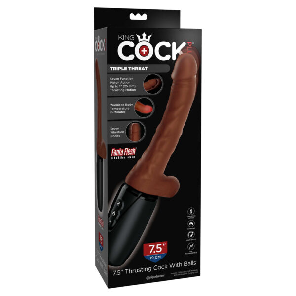 603912770537 King Cock Plus 7.5" Thrusting Cock With Balls Brown