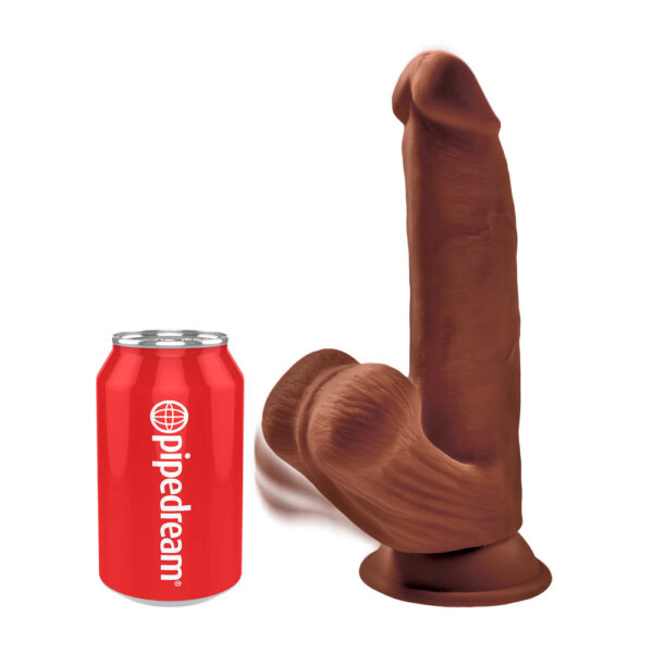 603912770568 3 King Cock Plus 8" Triple Density Cock With Swinging Balls Brown