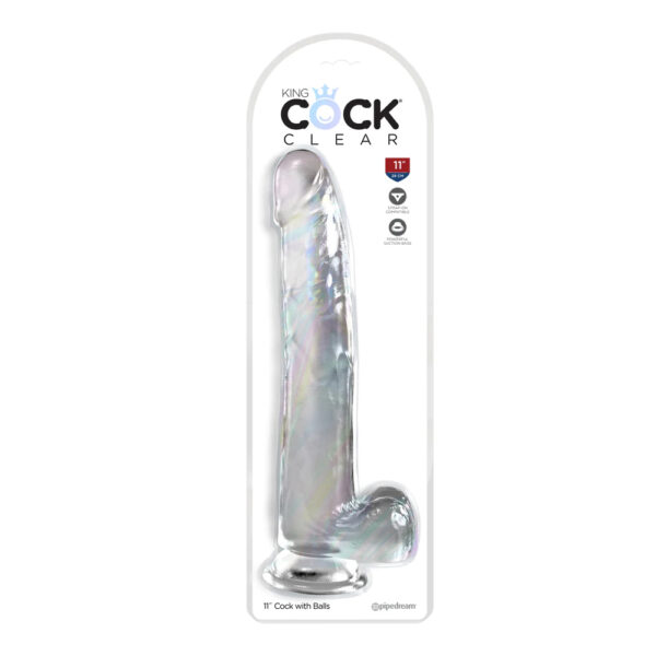 603912774665 King Cock Clear 11" With Balls Clear