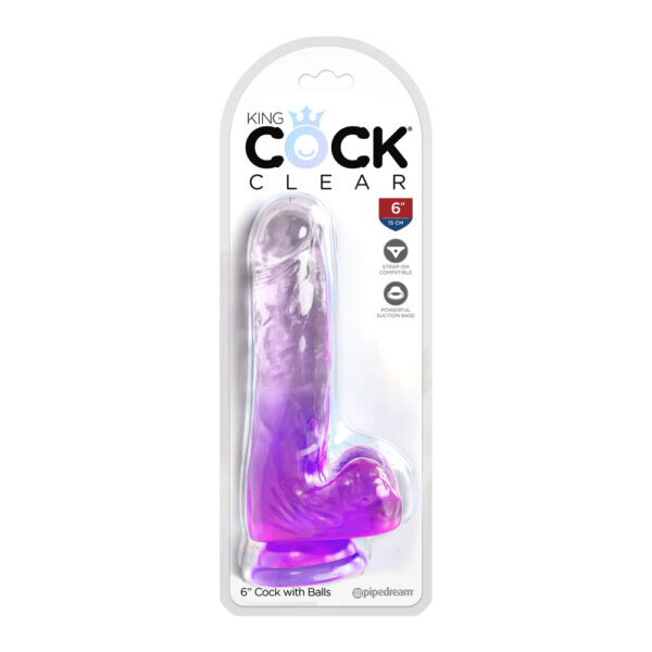 603912774962 King Cock Clear 6" With Balls Purple