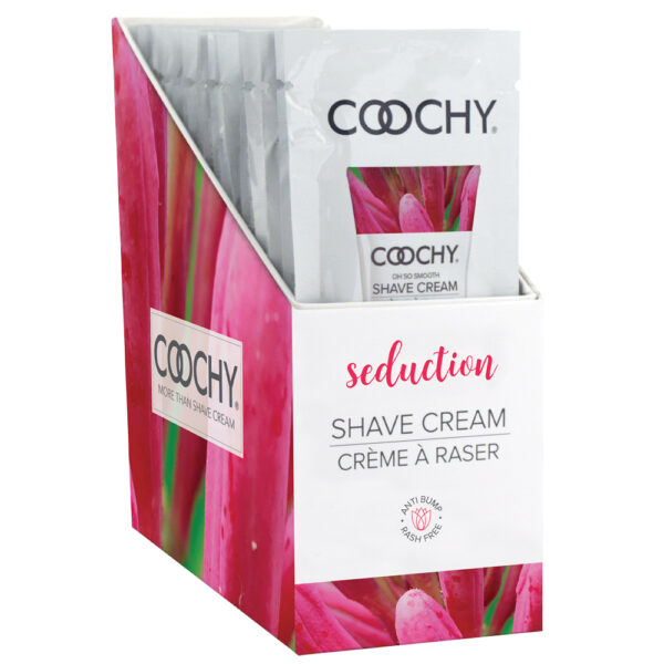 638258904599 Coochy Shave Cream Seduction 0.5 oz. Foil 24 Pc Display