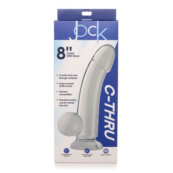 653078941999 Jock C -Thru 8" Clear Tpe Dildo With Balls Clear