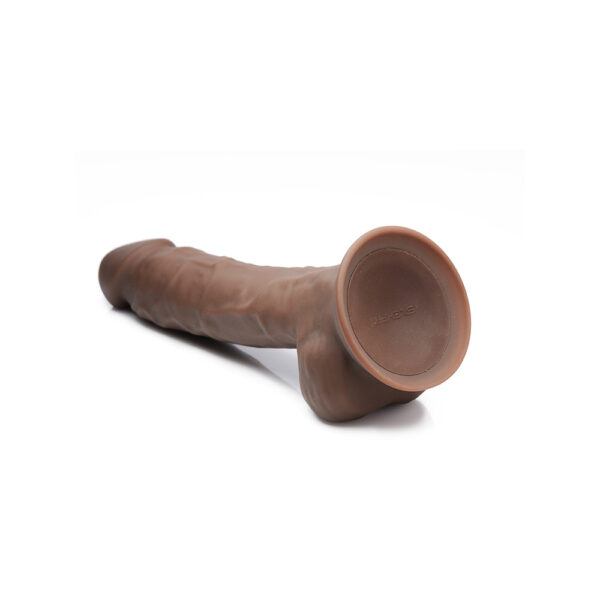 653078942064 3 Fleshstixxx 8" Vibrating Silicone Dildo With Balls Brown