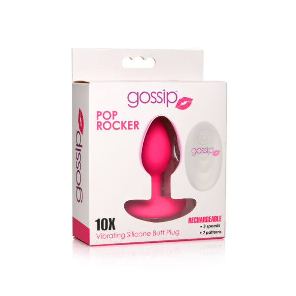 653078943108 Gossip Pop Rocker 10 Function Rechargeable Butt Plug Magenta