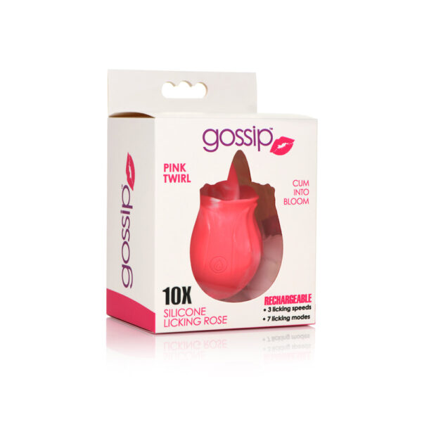 653078943306 Gossip Licking Rose 10 Function Rechargeable Silicone Pink Twirl