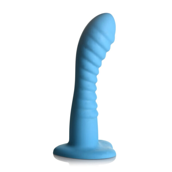 653078943399 2 Simply Sweet Ribbed Silicone Dildo Blue