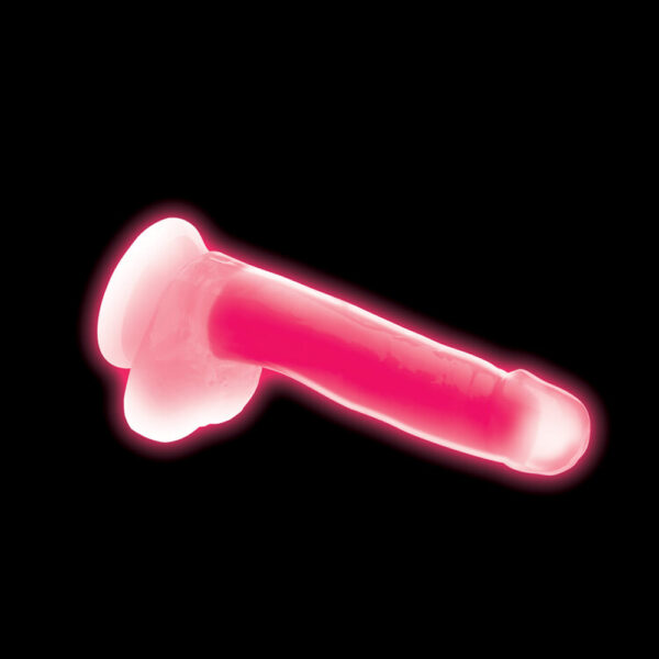 653078943511 3 Lollicock 7'' Glow-In-The-Dark Silicone Dildo W/ Balls Pink