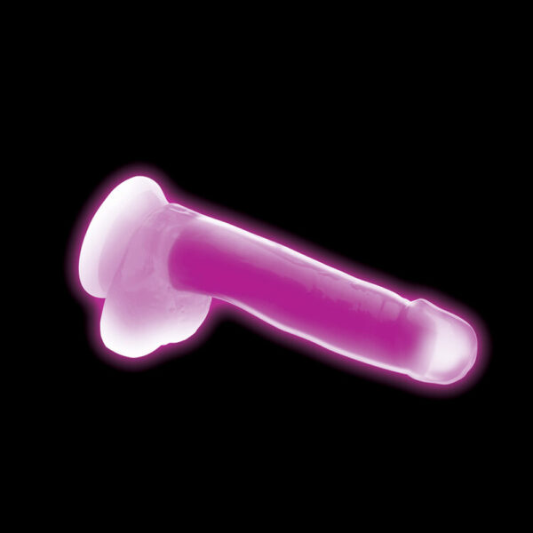 653078943528 3 Lollicock 7'' Glow-In-The-Dark Silicone Dildo W/ Balls Purple