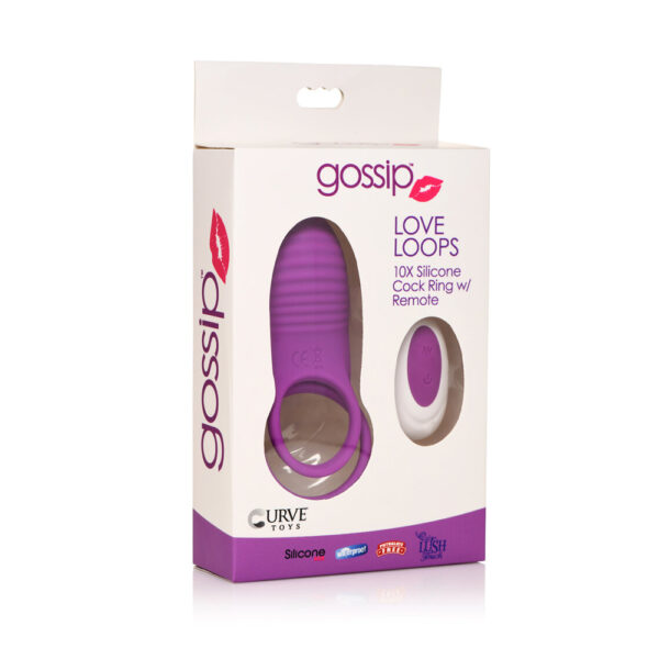 653078943610 Gossip Love Loops 10X Silicone Cock Ring W/ Remote Violet