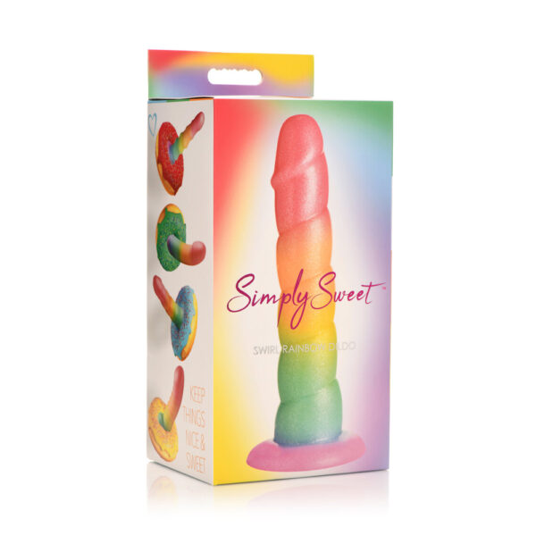 653078943658 Simply Sweet 6.5" Swirl Rainbow Dildo