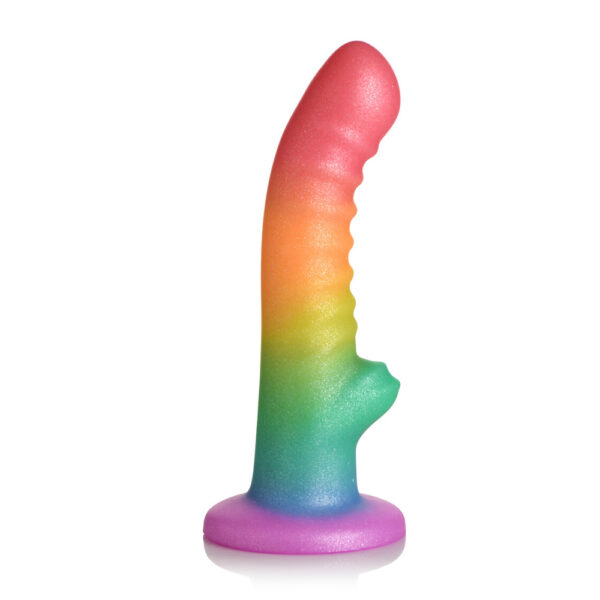 653078943665 2 Simply Sweet 6.5" Ribbed Rainbow Dildo