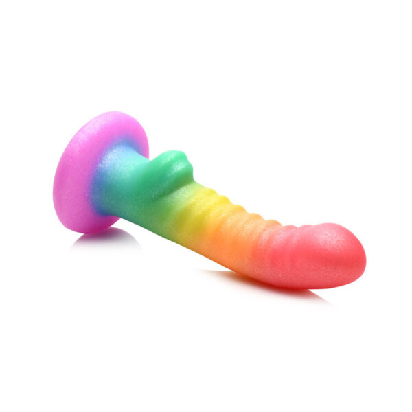 653078943665 3 Simply Sweet 6.5" Ribbed Rainbow Dildo