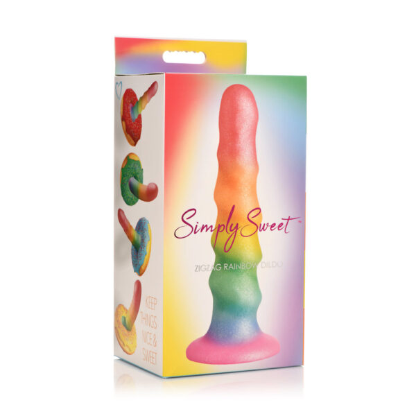 653078943672 Simply Sweet 6.5" Zigzag Rainbow Dildo