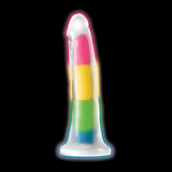 653078943726 2 Lollicock 7" Glow-In-The-Dark Rainbow Silicone Dildo