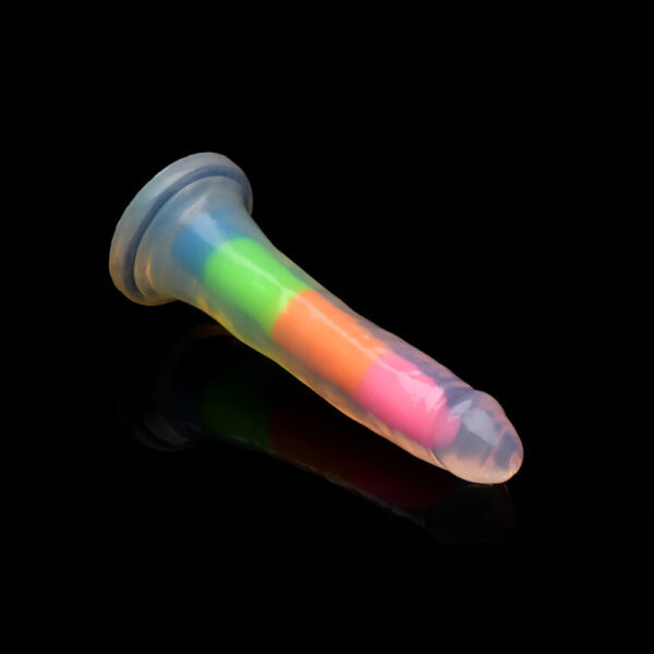 653078943726 3 Lollicock 7" Glow-In-The-Dark Rainbow Silicone Dildo