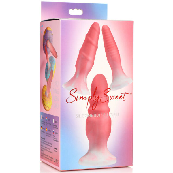 653078943740 Simply Sweet Silicone Butt Plug Set Blue