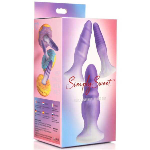 653078943764 Simply Sweet Silicone Butt Plug Set Purple