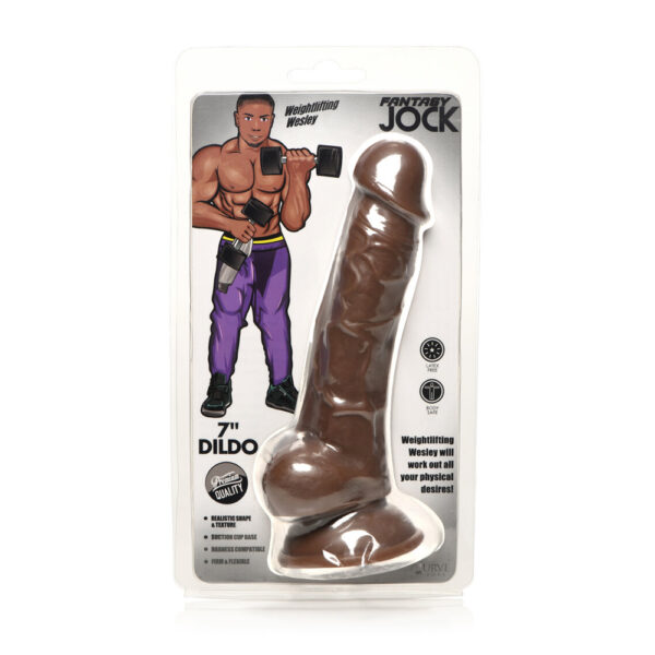 653078943900 Jock Weightlifting Wesley 7" Dildo With Balls Dark