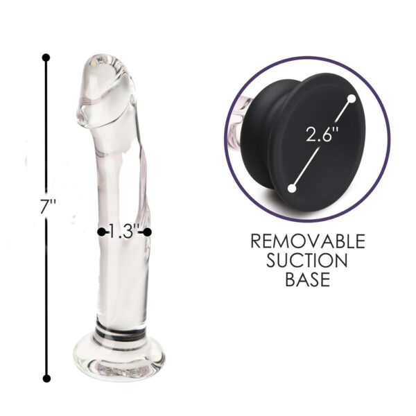 653078943931 3 Pleasure Crystals 7" Glass Dildo With Silicone Base