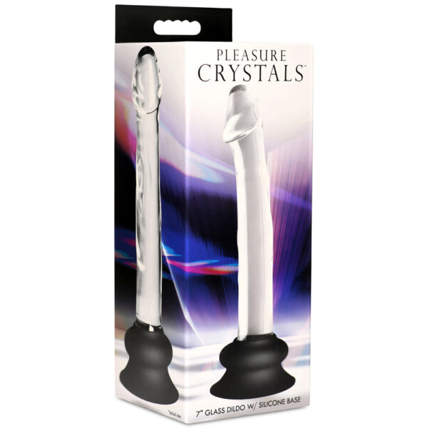 653078943931 Pleasure Crystals 7" Glass Dildo With Silicone Base