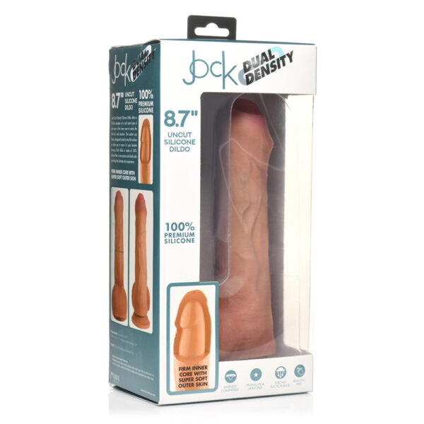 653078943979 Jock 8.7" Uncut Dual Density Silicone Dildo With Balls Light