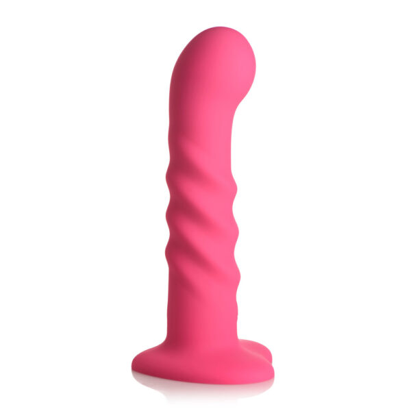 653078944105 2 Simply Sweet 21X Vibrating Ribbed Silicone Dildo With Remote Pink