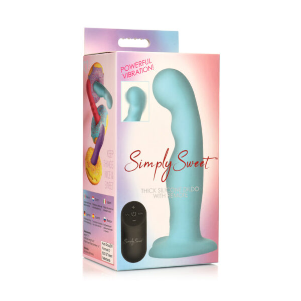 653078944129 Simply Sweet 21X Vibrating Thick Silicone Dildo With Remote Blue