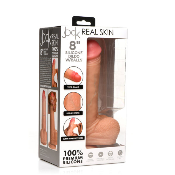 653078944150 Jock 8" Realistic Skin Silicone Dildo With Balls Light