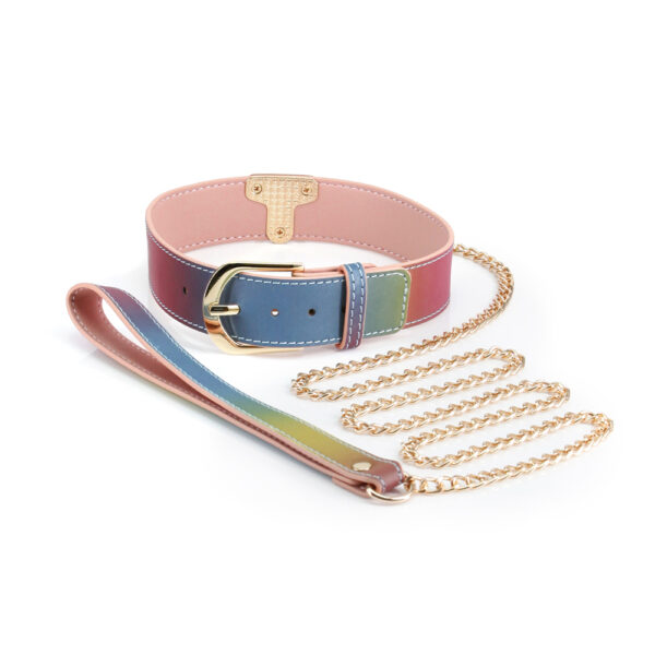 657447106279 2 Spectra Bondage Collar & Leash Rainbow