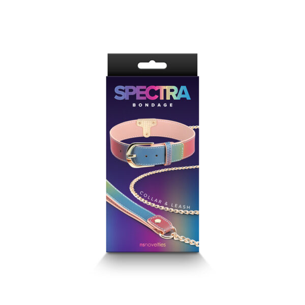 657447106279 Spectra Bondage Collar & Leash Rainbow