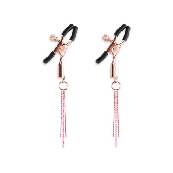 657447107269 2 Bound Nipple Clamps D3 Rose Gold