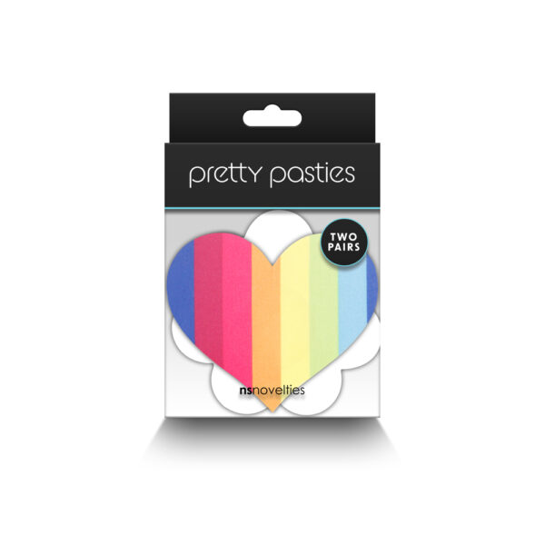 657447107788 Pretty Pasties Pride Heart & Flower Rainbow 2 Pair