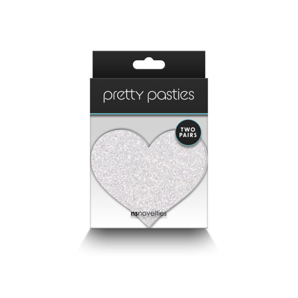 657447107832 Pretty Pasties Glitter Hearts Red/Silver 2 Pair