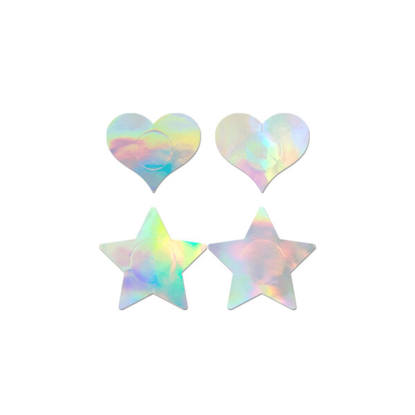 657447311970 2 Fashion Pasties Set Holographic Star & Heart
