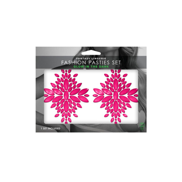 657447311994 Fashion Pasties Set Neon Pink Crystal Pasties