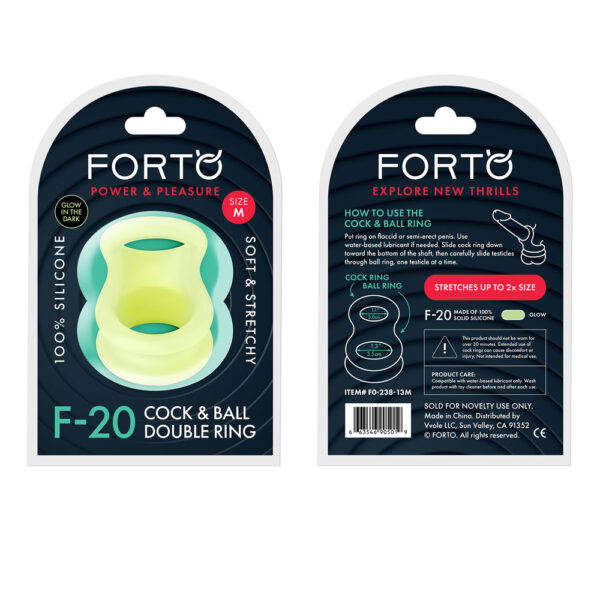 663546905019 Forto F-20: Balls Stretcher Liquid Silicone 55/72Mm Glow