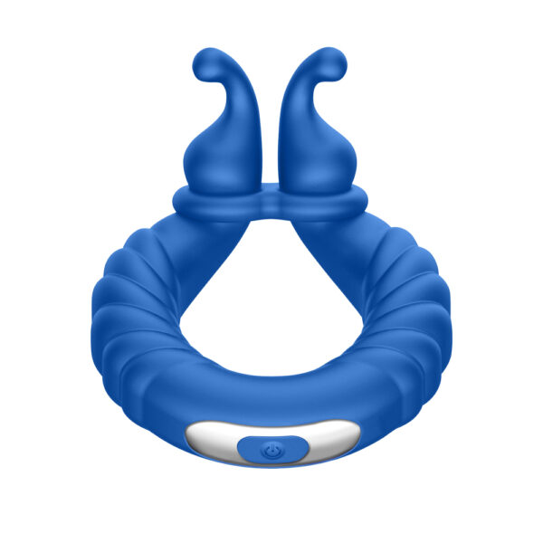 663546905224 2 F-24: Textured Vibrating Cockring Blue