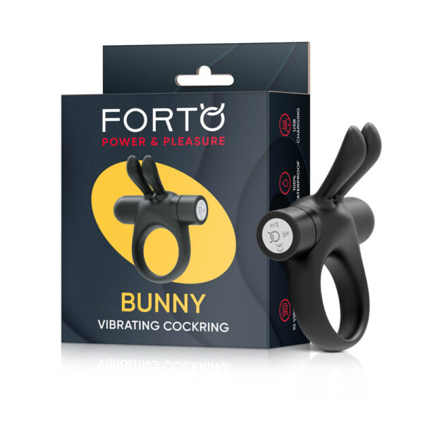 663546906238 Bunny Vibrating Cockring Black