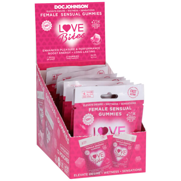 663701902648 Love Bites Female Sensual Gummies 12 Pack 2 Pcs Per Pack 0.3 oz.