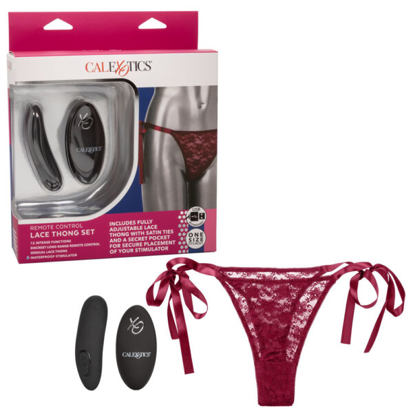 716770099211 Remote Control Lace Thong Set Burgundy