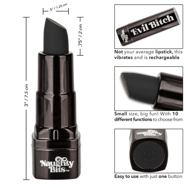 716770101266 3 Naughty Bits Evil Bitch Lipstick Vibrator