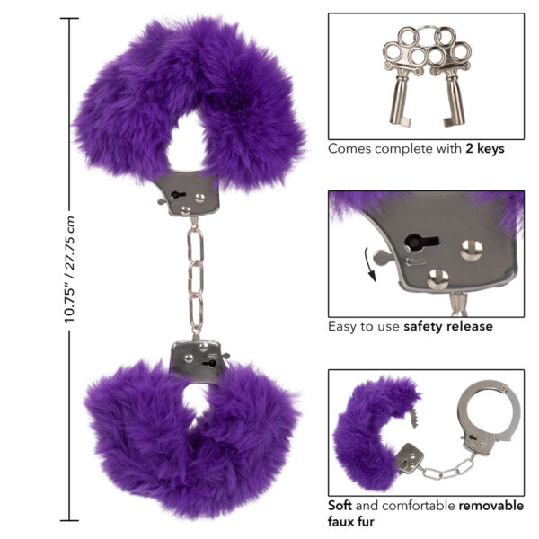 716770102683 3 Ultra Fluffy Furry Cuffs Purple