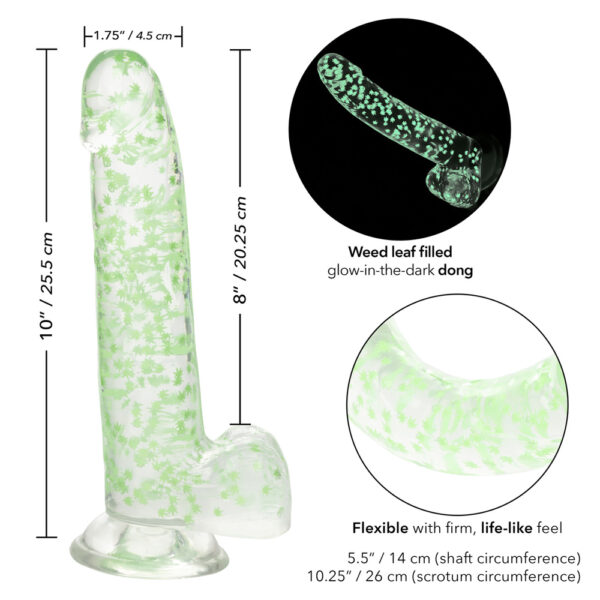 716770103901 3 Naughty Bits I Leaf Dick Glow-In-The-Dark Weed Leaf Dildo