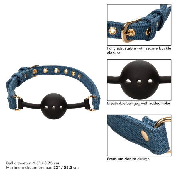 716770105721 3 Ride 'Em Premium Denim Collection Ball Gag